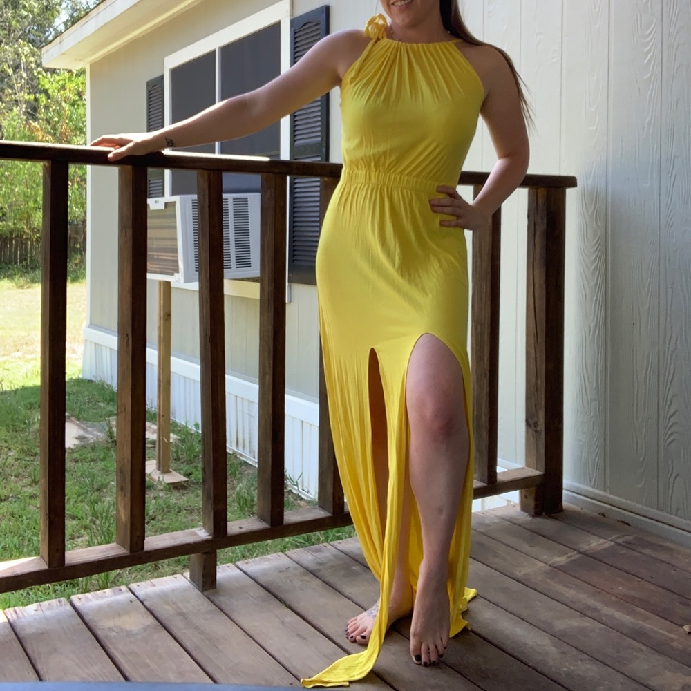 Castles Couture Yellow Halter Dress